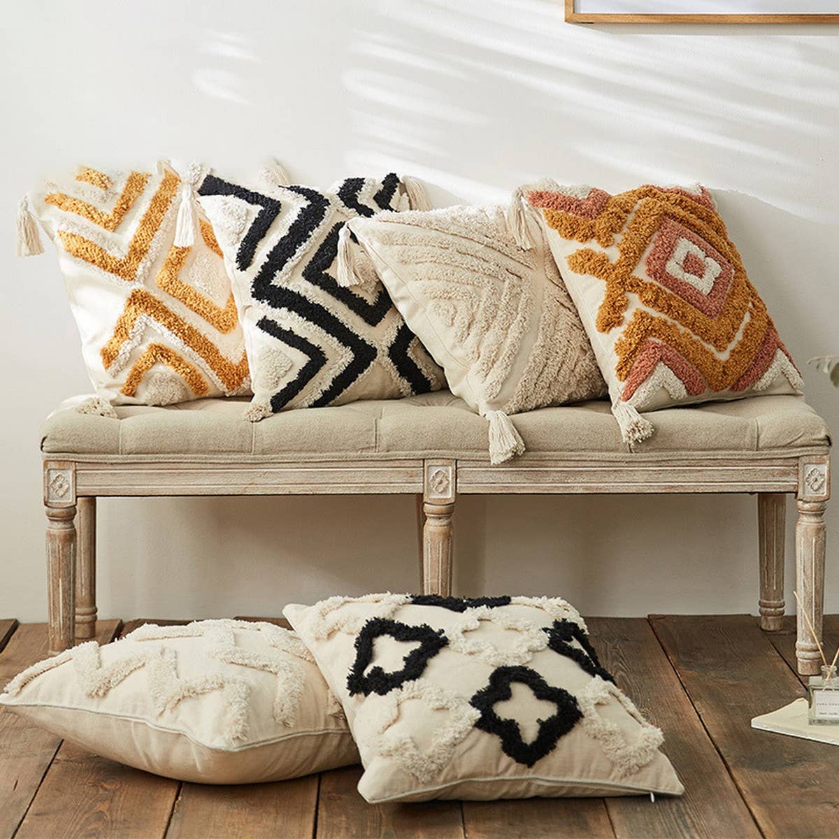 Cotton Linen Pillow Cover for Living Room Sofa &Bed