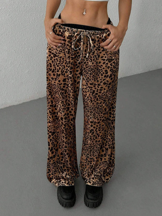 LOOSE SAG LEOPARD PRINT TREND PANTS