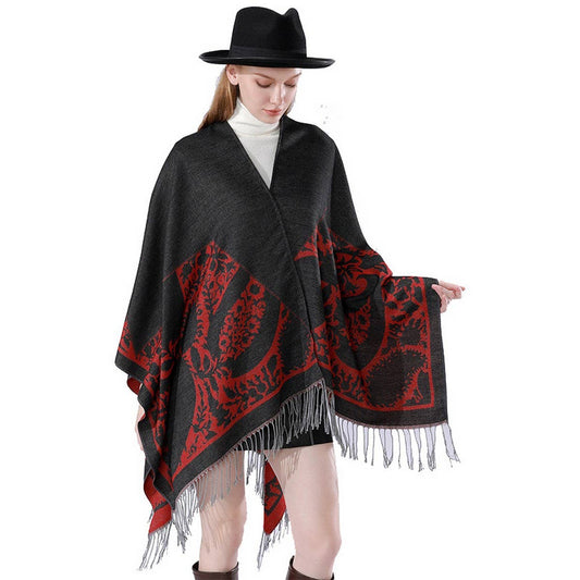 ALL-MATCH WARM TASSEL CAPE TRAVEL SHAWL_CWMM2096