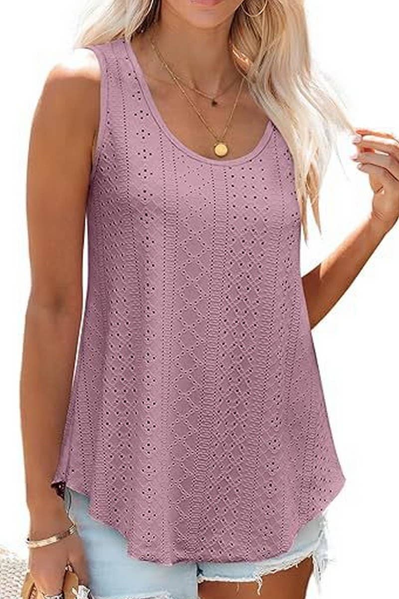 Cwttsl0235_Round Neck Sleeveless Knit Top