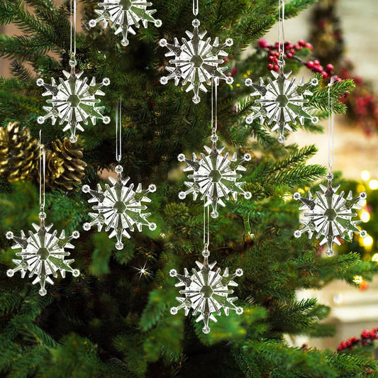 CWMM10174_6PCS CLEAR ACRYLIC SNOWFLAKE CHRISTMAS ORNAMENTS