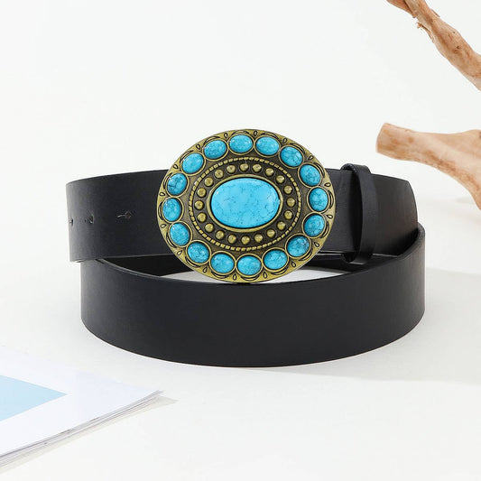 Court imitation blue stone inlaid belt