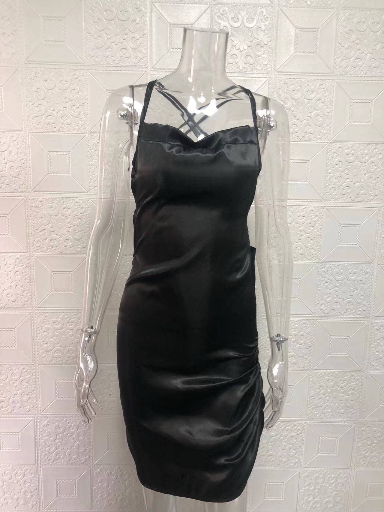 Sexy Sleeveless Tie-Back Solid Color Dress