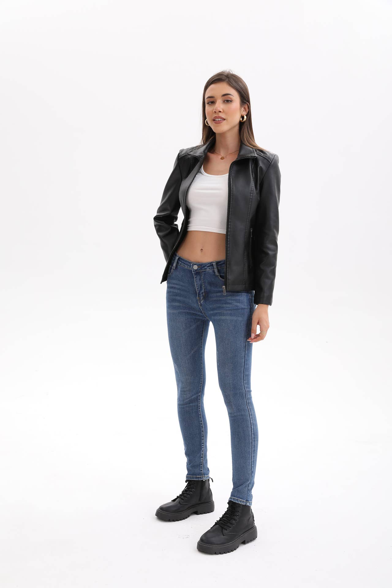 Short jacket knitted patchwork stretch coat