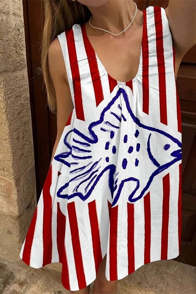 CWDSD10516_SLEEVELESS FLORAL PRINT VACATION DRESS