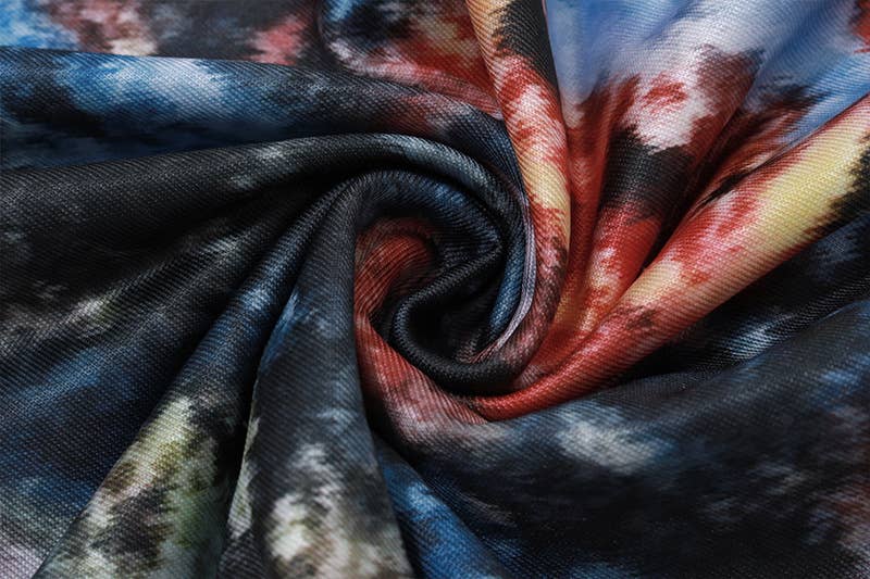 Stylish and retro tie-dyed printed U-neck dress