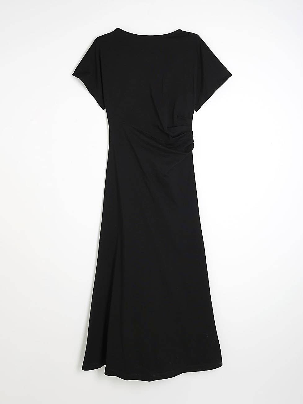 Pleated cinched waists retro style long dress