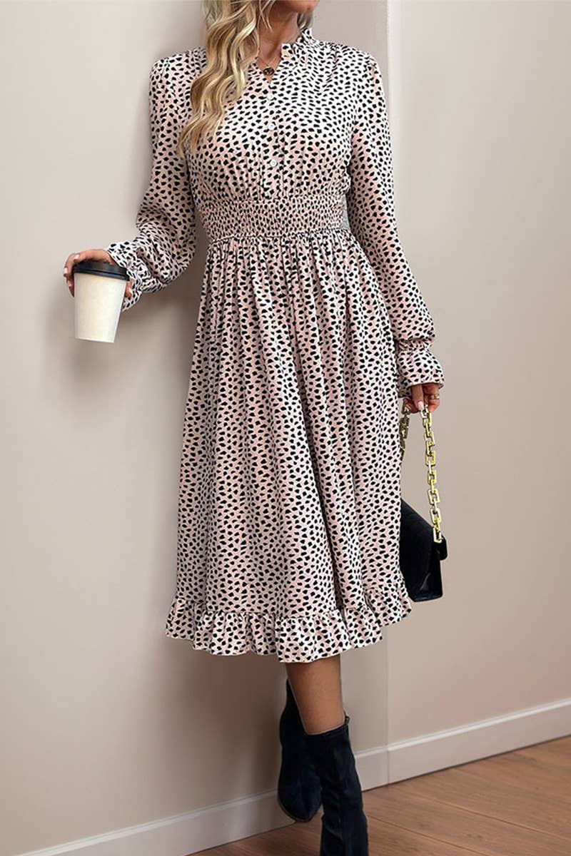 CWDMD4489_SPRING AND AUTUMN LONG SLEEVE LEOPARD PRINT DRESS