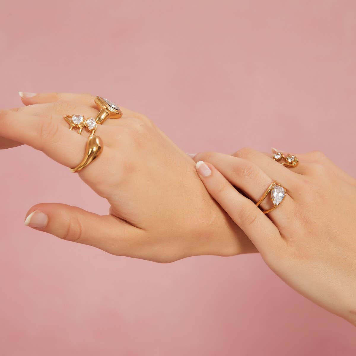 Designer Steel Ring with Zircon & Irregular Shape