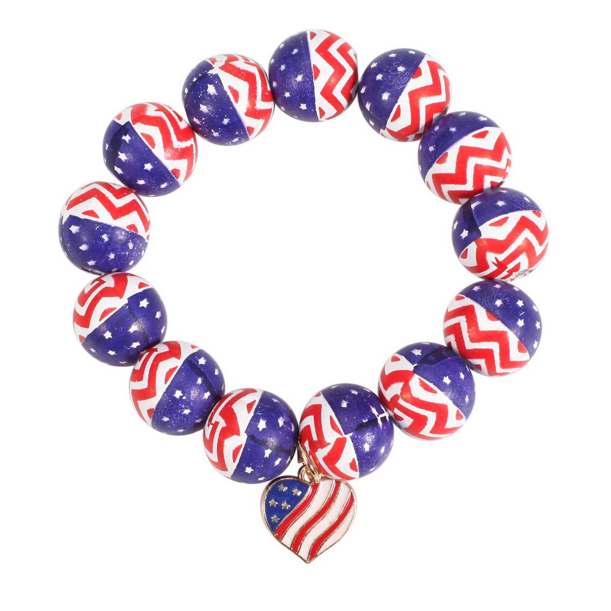 CWAJE05717_WOOD BEADED USA FLAG PATRIOTIC STRETCH BRACELET