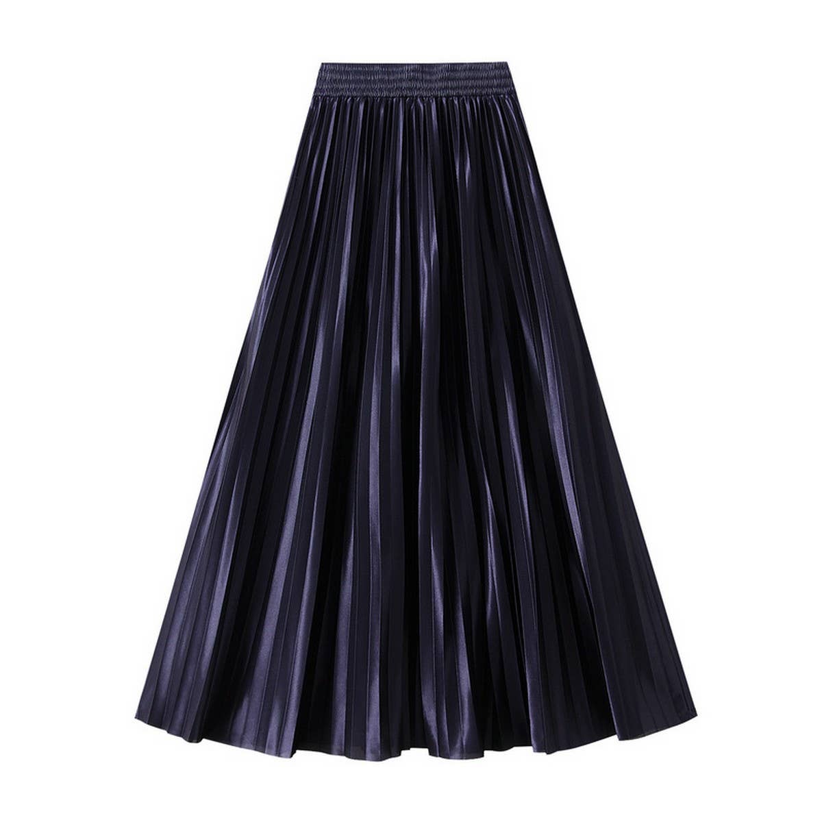 Slimming Shiny High-Waist Pleated Midi Skirt_CWBMS0329
