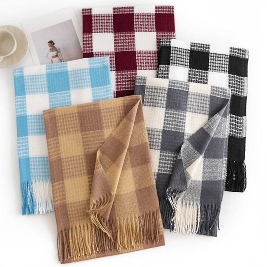 RETRO CASUAL WARM SQUARE PLAID SCARF_CWASC1013