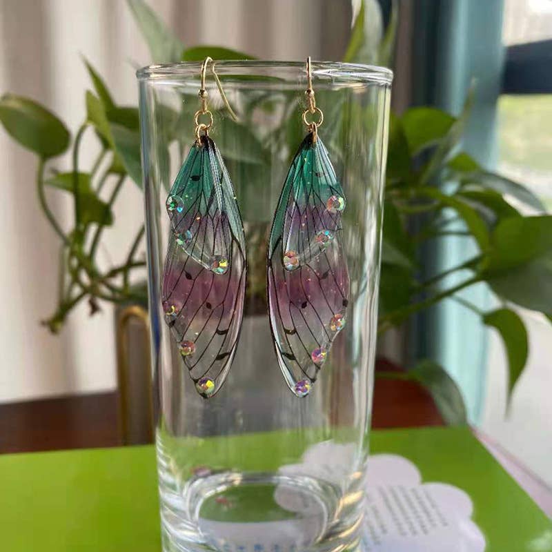 S925 Silver Cicada Wing Wing Butterfly Earrings
