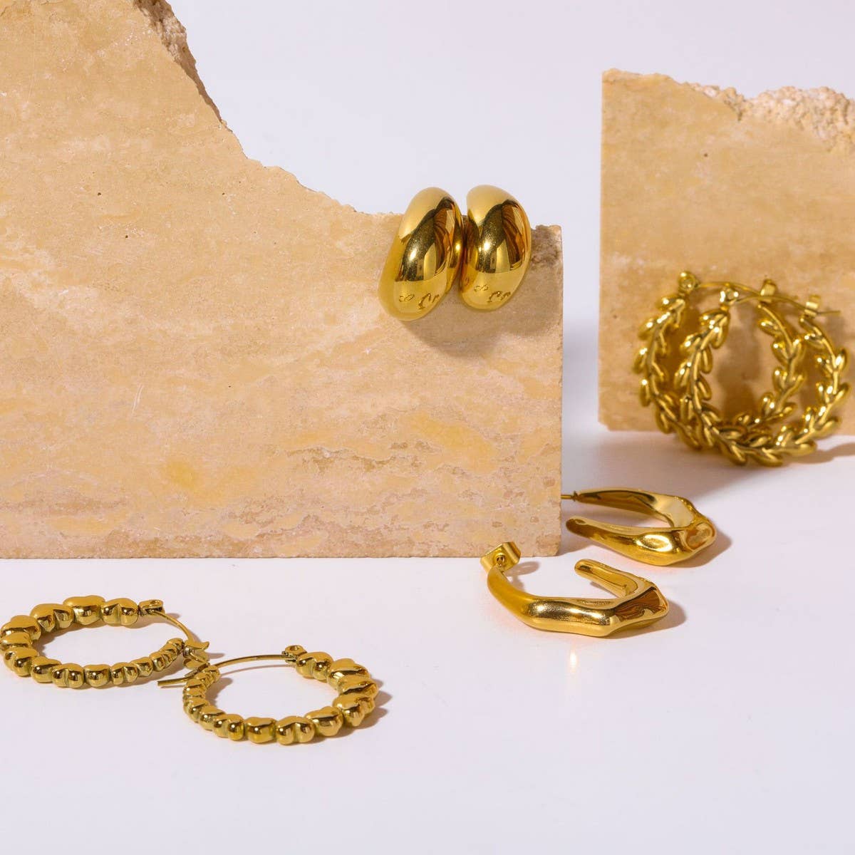 Simple personality cool style bamboo hoop earrings_CWMM5722