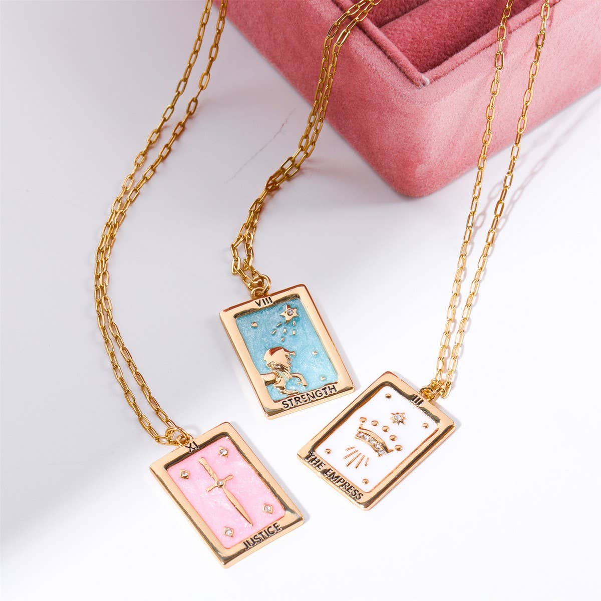 VINTAGE TAROT SQUARE PENDANT NECKLACE