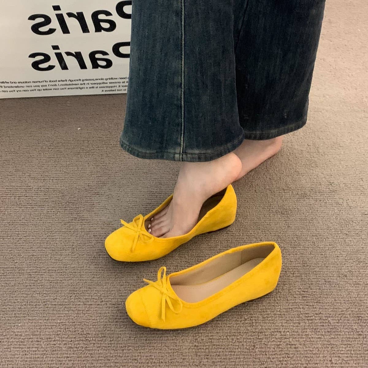 Yellow Ballet Flats with Wedge and Soft Sole_CWSHF0059