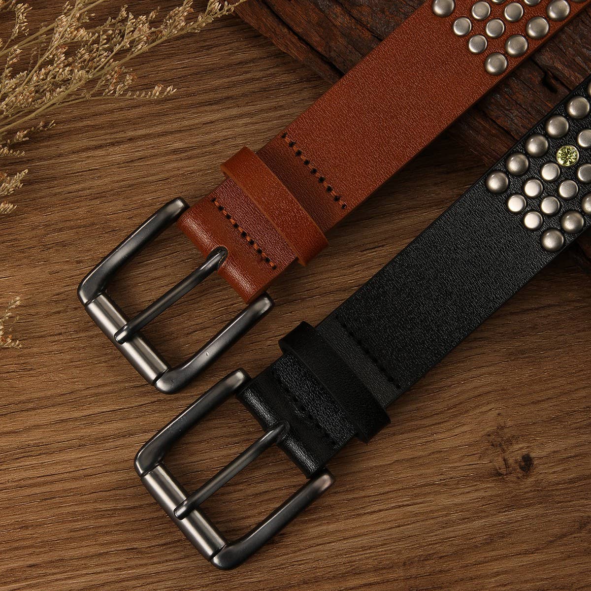 FASHIONABLE RIVET MUSHROOM STUD DIAMOND BELT