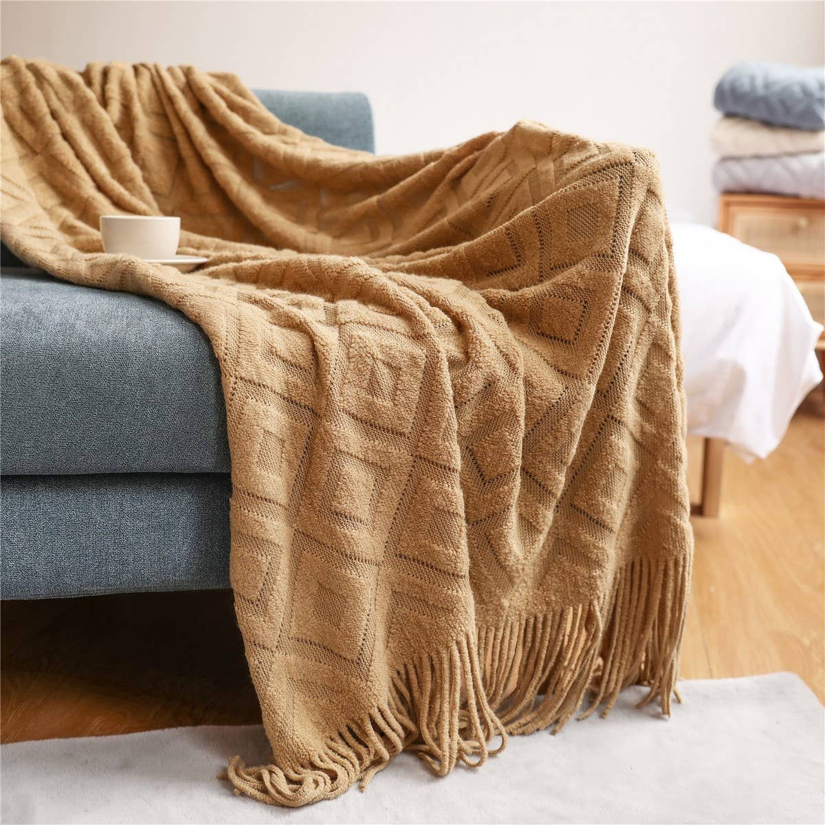 KNITTED JACQUARD SOFA BLANKET NAP BLANKET
