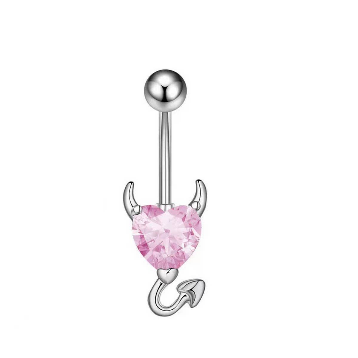 Devil Heart Zircon Belly Button Piercing Ring