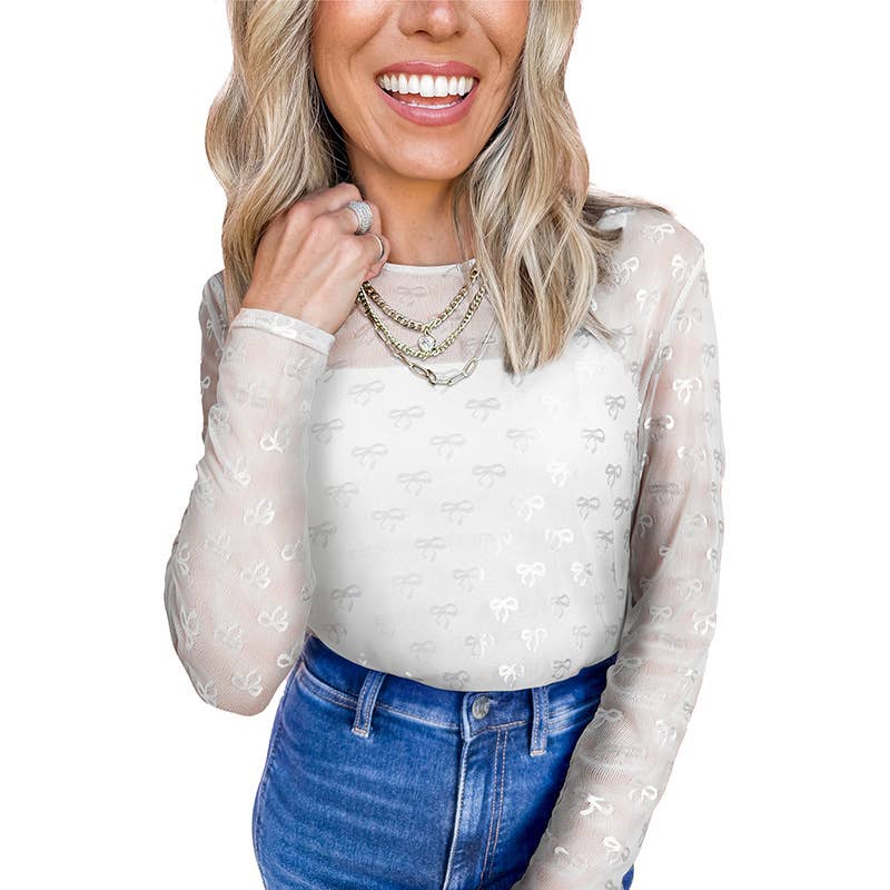 Fashion trend mesh pullover long sleeve base