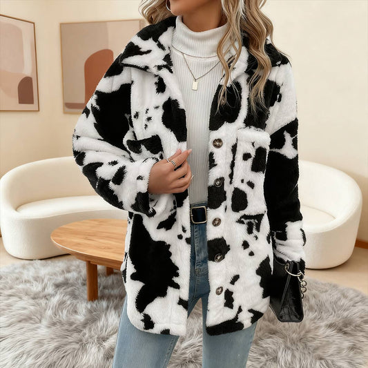 Double-sided plush casual warm cardigan coat