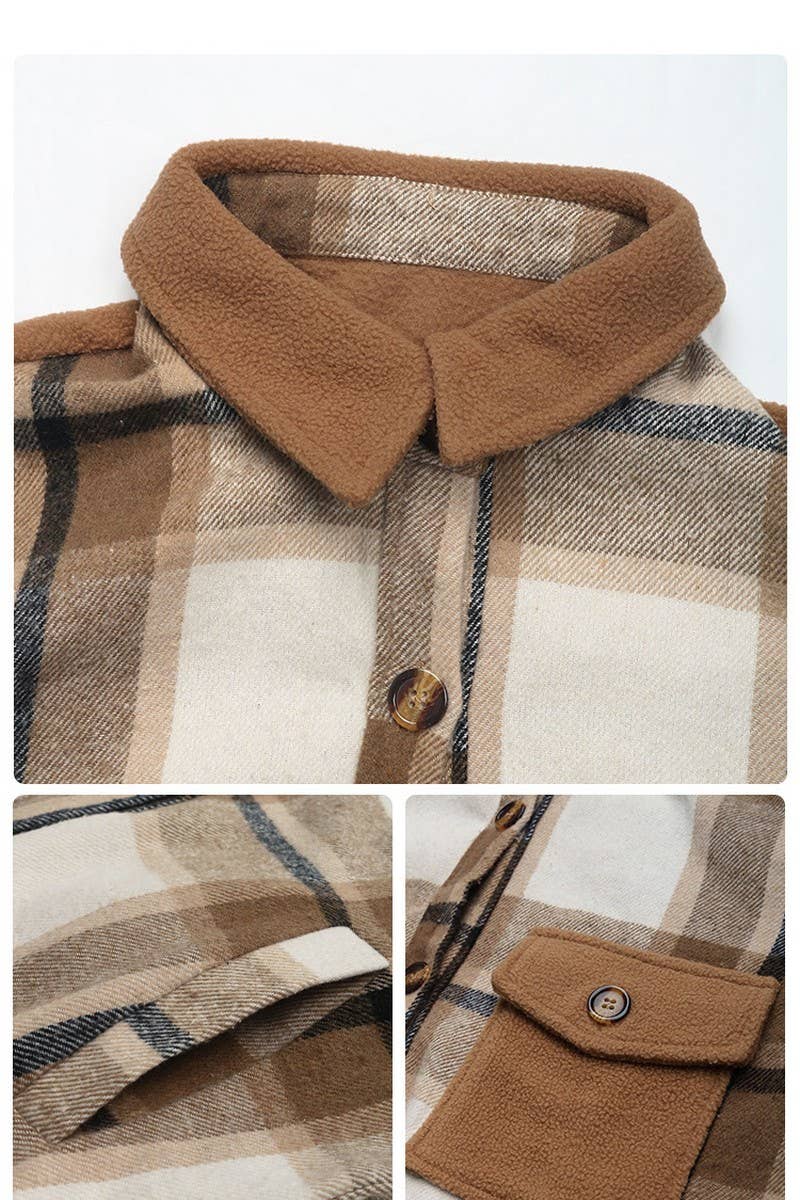 CWOCO0220_CASUAL BRUSHED PLAID MID-LENGTH COAT