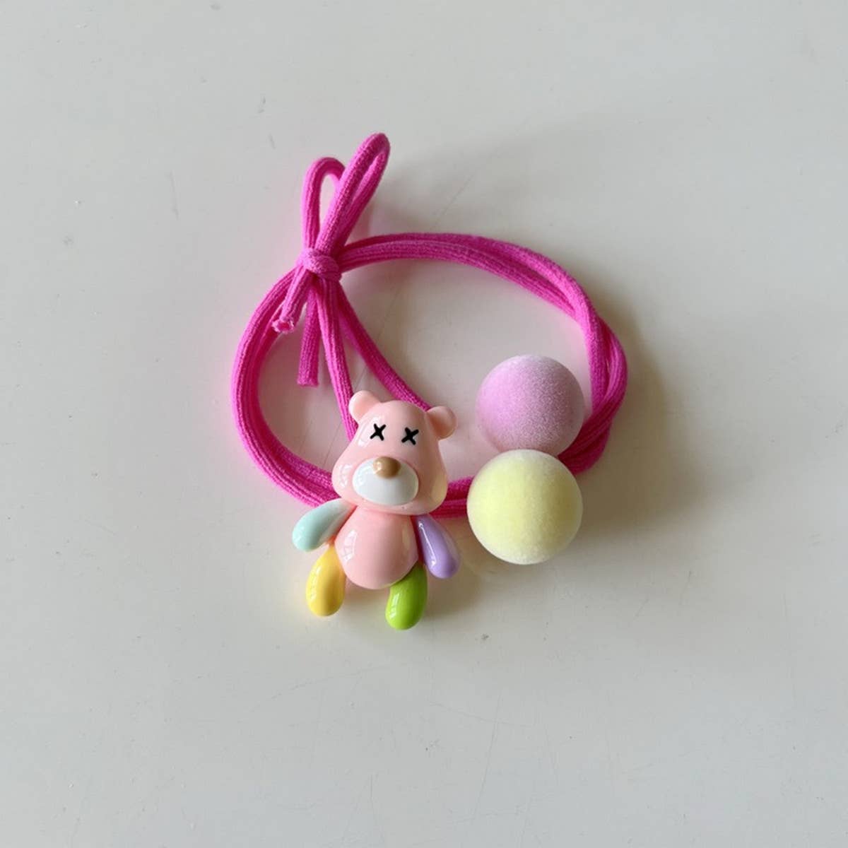 COLORFUL BEAR RUBBER BAND HAIR TIE