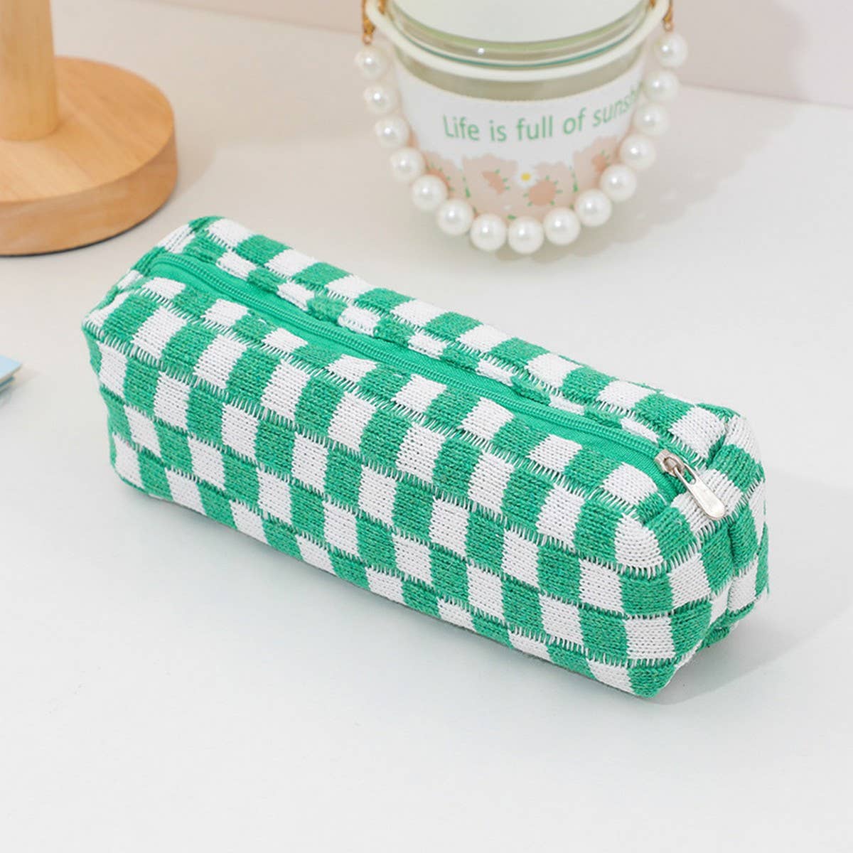 CHESSBOARD CHECKER PEN BAG SIMPLE MAKEUP BAG_CWAB1211