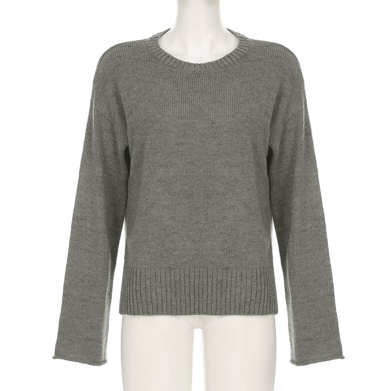 STYLISH DOUBLE-SIDE SPLIT CREW-NECK SWEATER