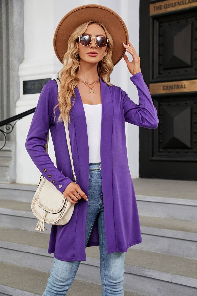 CWOCAL2124_SOLID COLOR BUTTON-UP LONG SLEEVE KNIT CARDIGAN