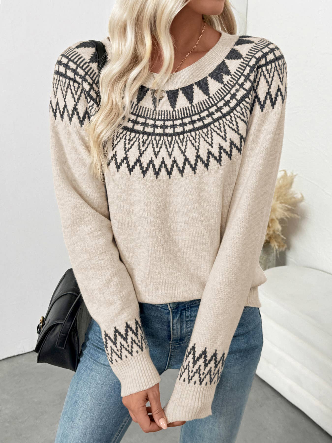 Ethnic round-neck Fair Island vintage sweater