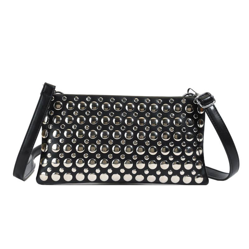 Personalized trendy riveted single-shoulder bag