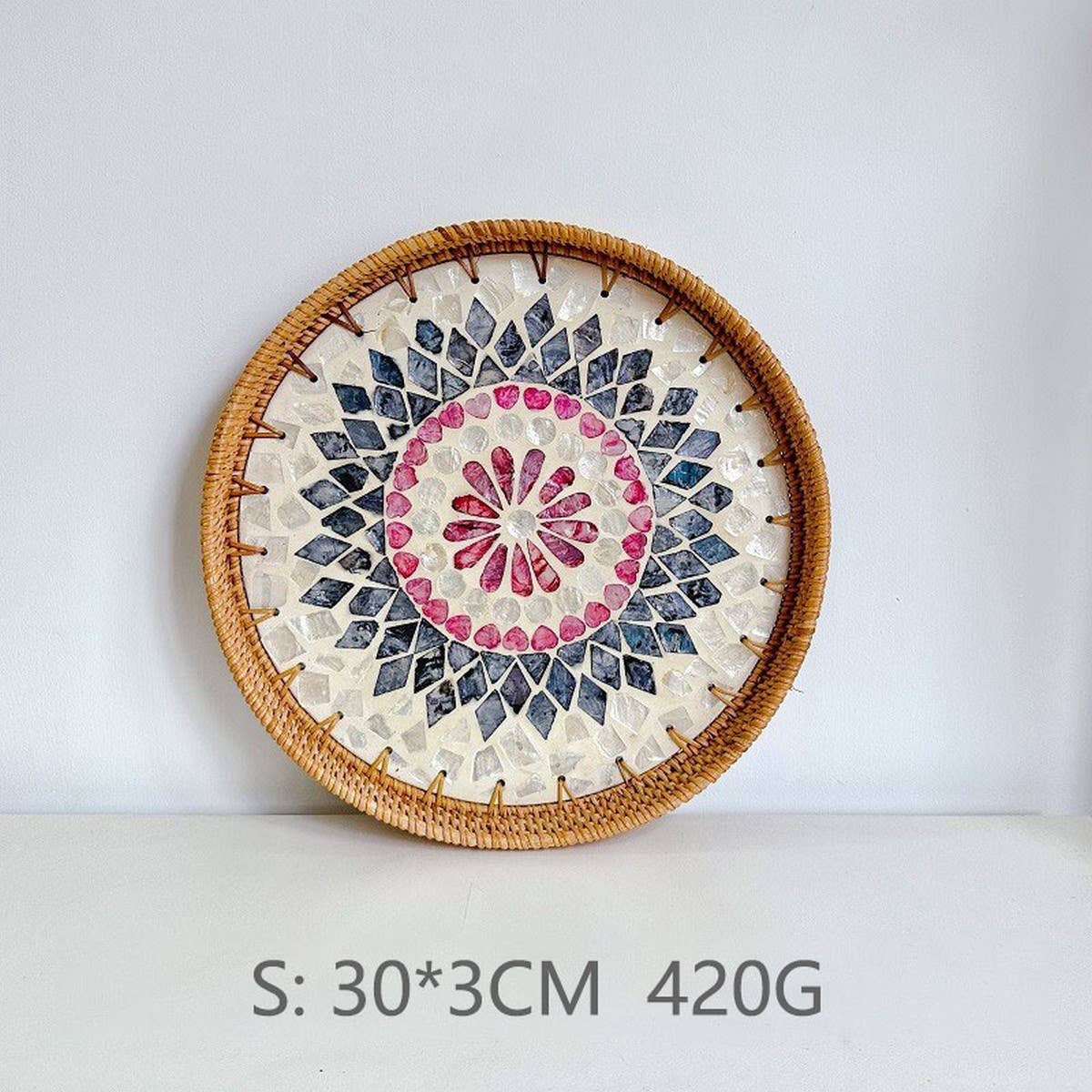 RATTAN FRUIT PLATE TEA ROOM SHELLBASKET ROUND PLATE_CWMM4495