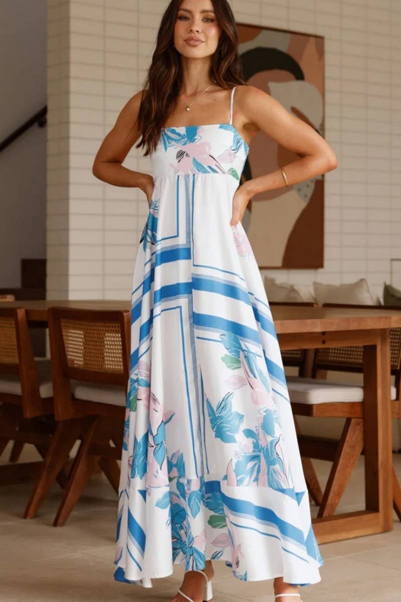 CWDHL1025_NEW SUMMER PRINTED RUFFLED SLING DRESS