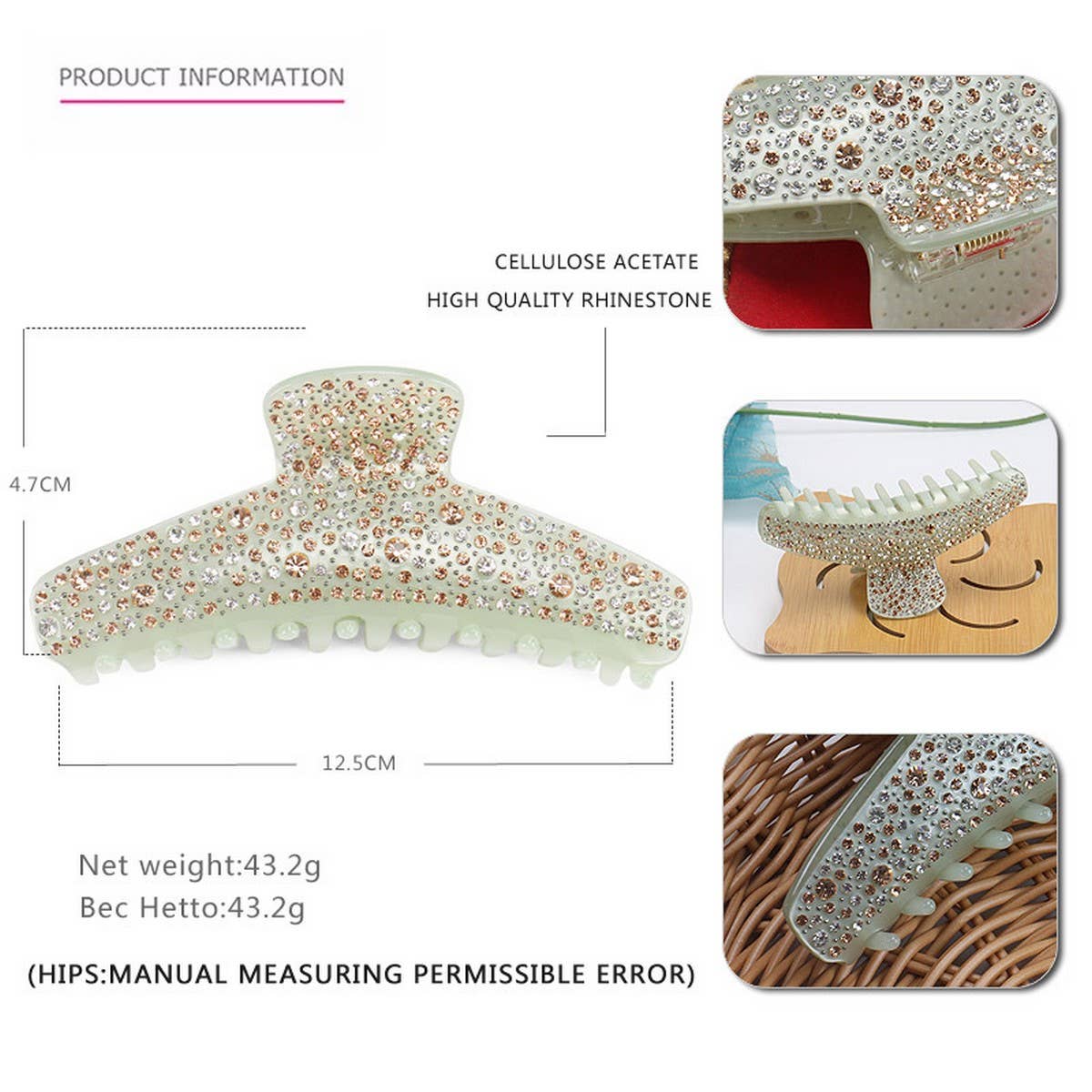 VINTAGE ACETATE CLIP SHARK CLIP HAIRPIN