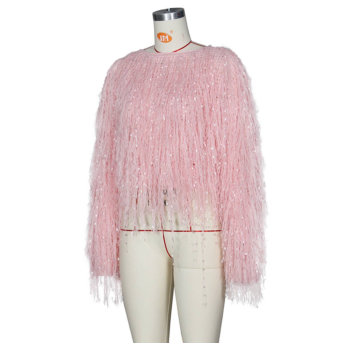 STYLISH HAND-KNITTED PULLOVER SWEATER WITH FRINGE
