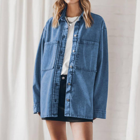 BAGGY CASUAL VINTAGE LONG-SLEEVED DENIM JACKET
