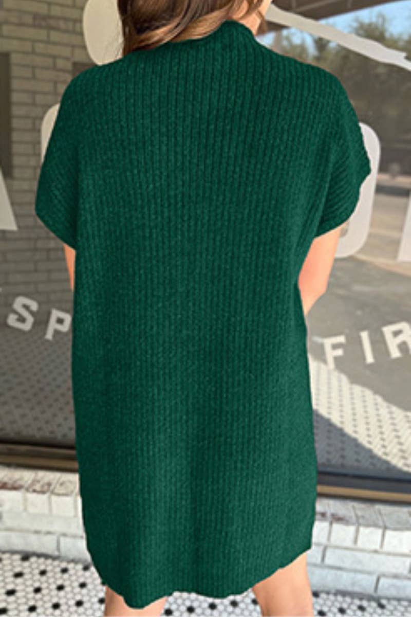 CWDSD6601_CREW NECK POCKET SLEEVELESS SWEATER DRESS SHORT