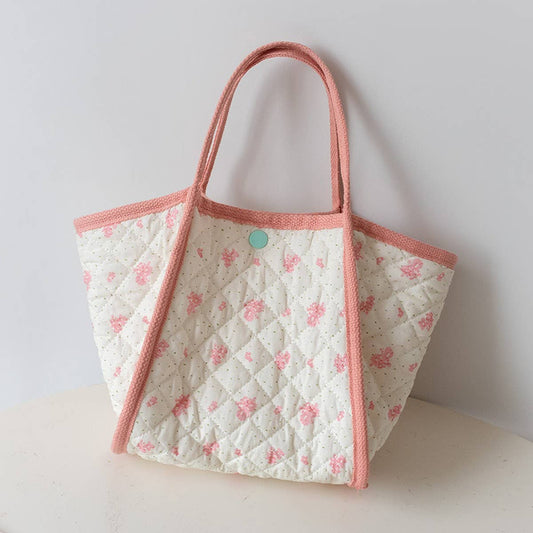 Quilted Canvas Tote Bag ??Fresh & Cute_CWAB5602