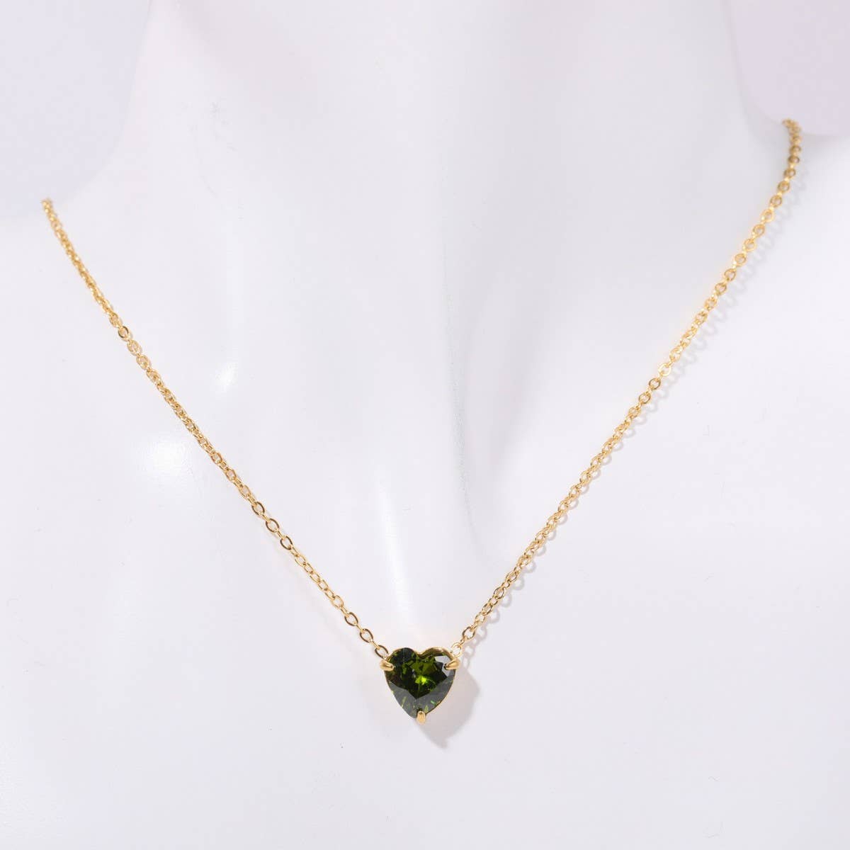 Stainless Steel Birthstone Heart Necklace_CWMM5667