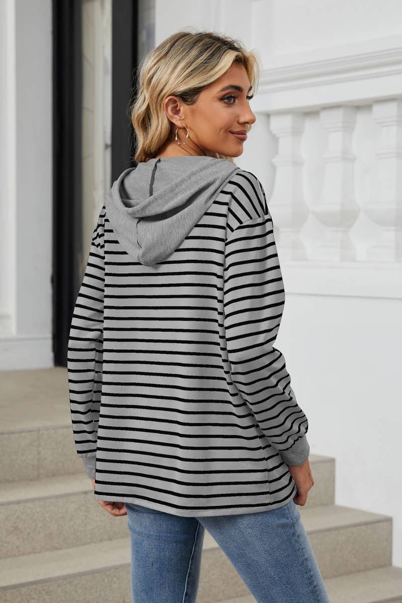 CWOHOL0995_LONG SLEEVED HOODIE WITH STRIPED MATCHING CAPS