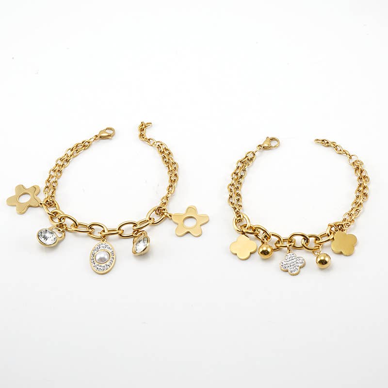 18K GOLD TITANIUM STEEL DOUBLE-LAYERED BRACELET