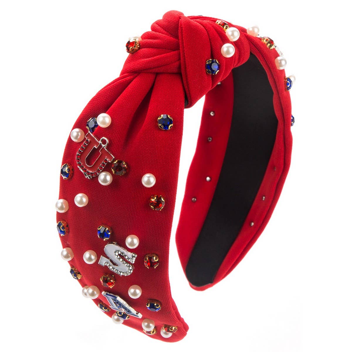 INDEPENDENCE DAY DIAMOND LETTERED PEARL HEADBAND_CWAHA1257