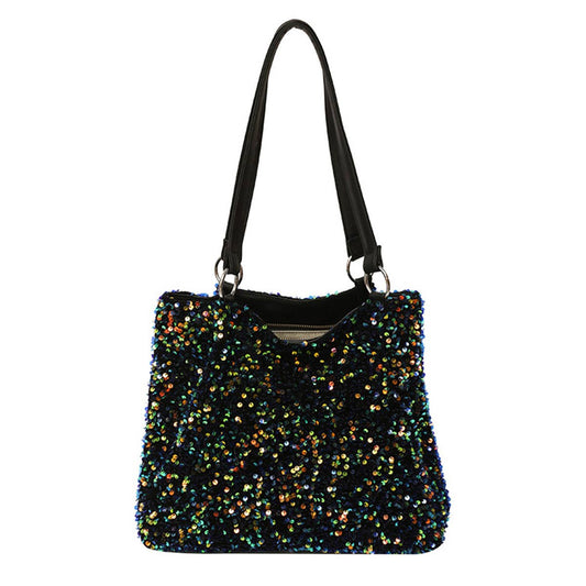 Sequined and colorful single-shoulder bag