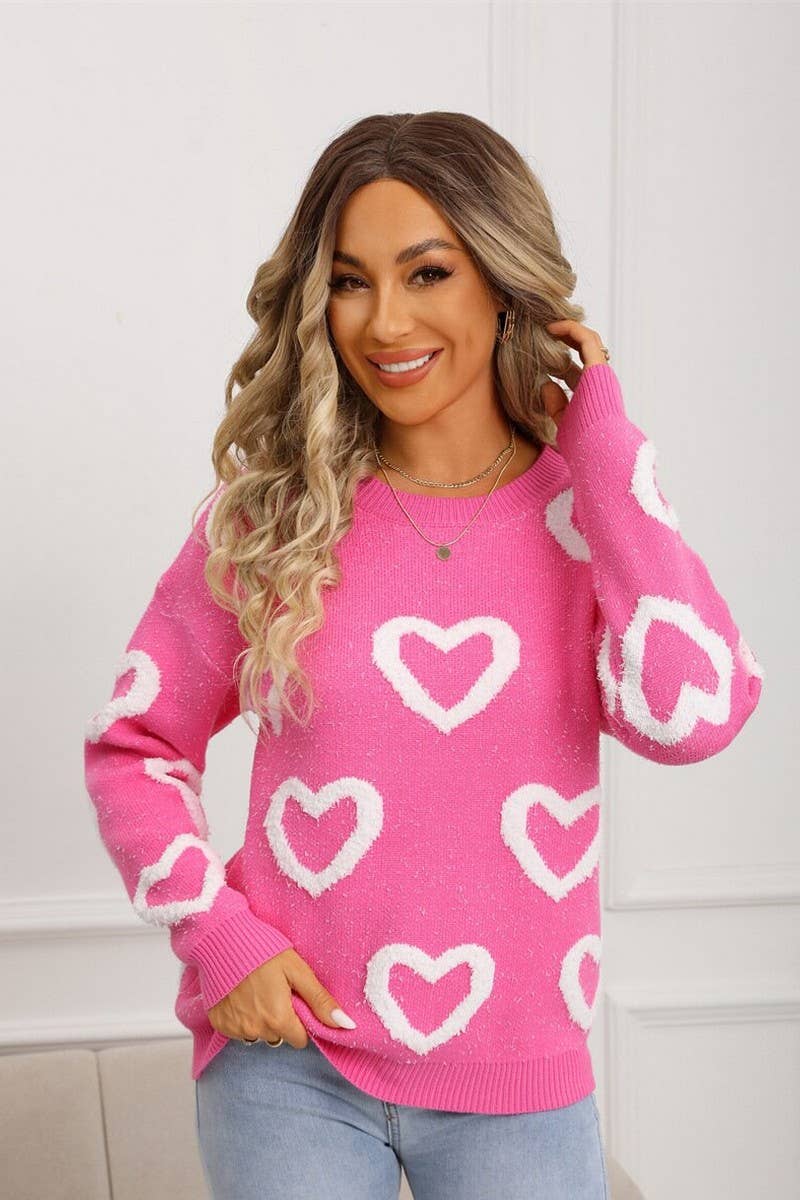 CWOSWL07592_VALENTINE HEART COLORBLOCK CREWNECK SWEATER