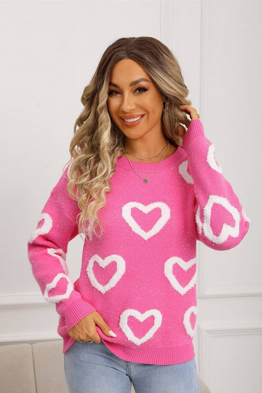 CWOSWL07592_VALENTINE HEART COLORBLOCK CREWNECK SWEATER