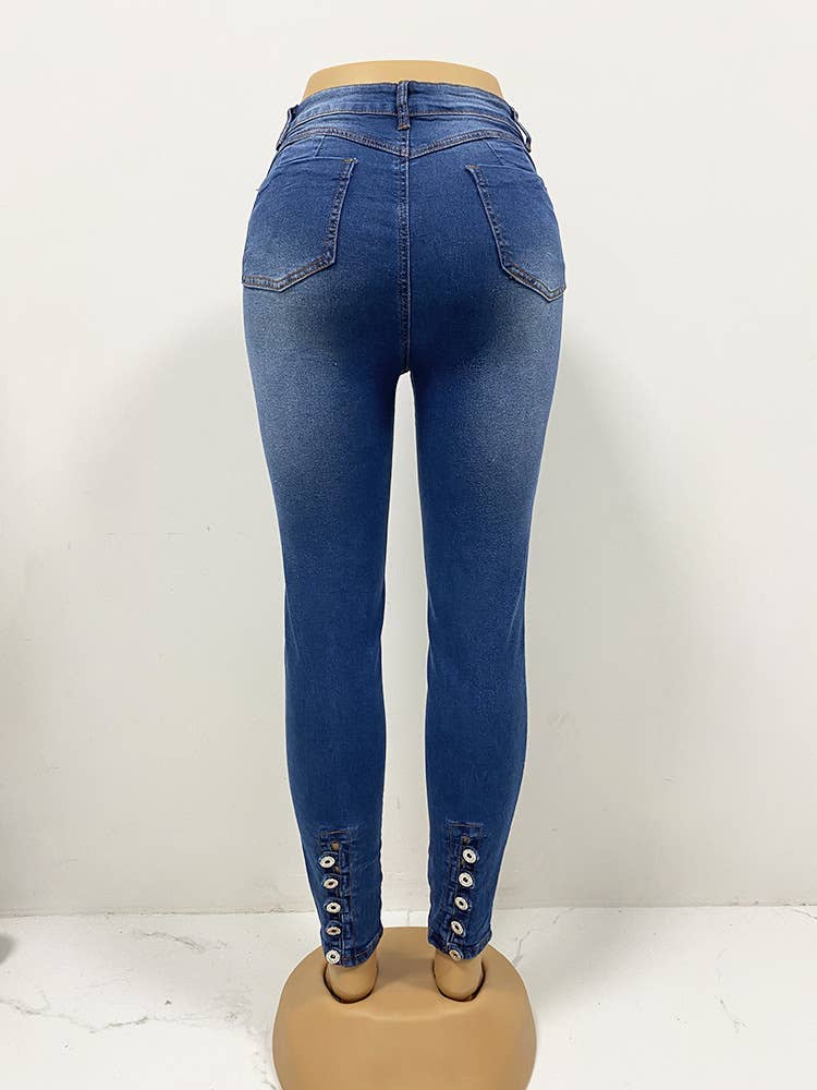 STRETCH JEANS SLIM-FIT  SMALL LEG PANTS