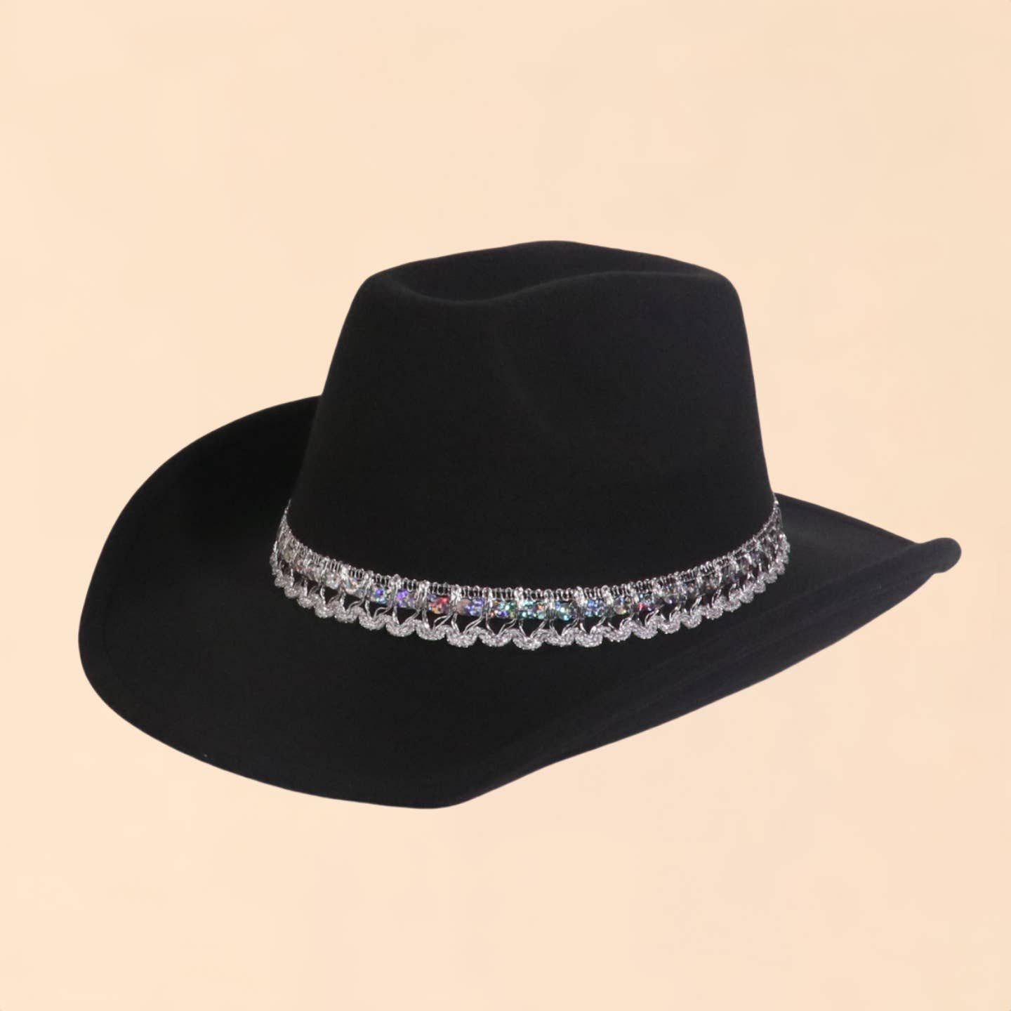 Rhinestone Western Felt Fedora Cowboy Hat_CWAH3647