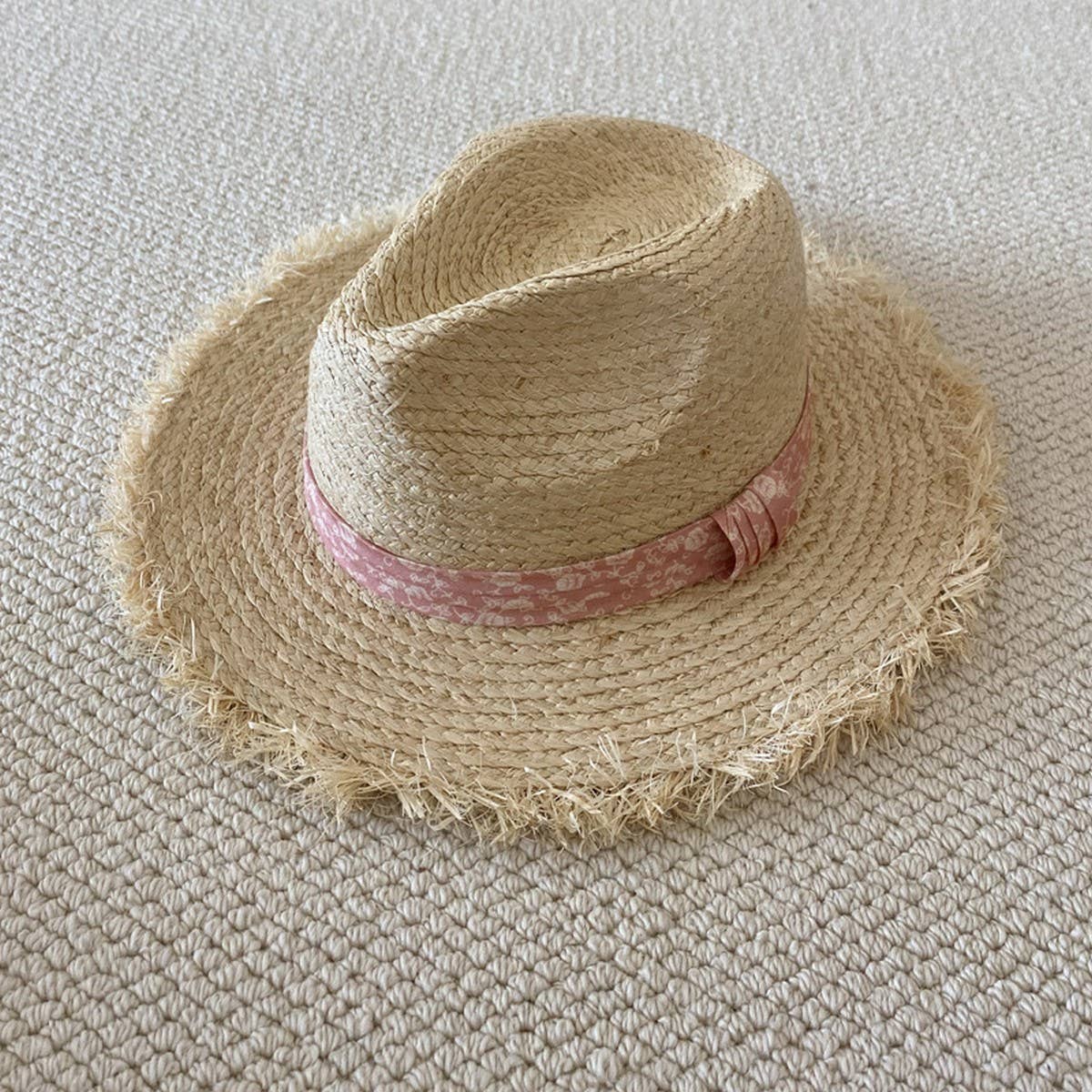 Summer large brim fur-edged straw hat_CWAH3470