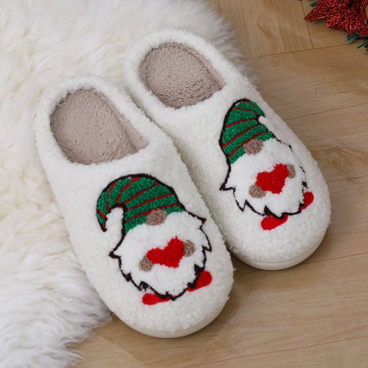 CHRISTMAS DWARF PATTERN WINTER COTTON SLIPPERS